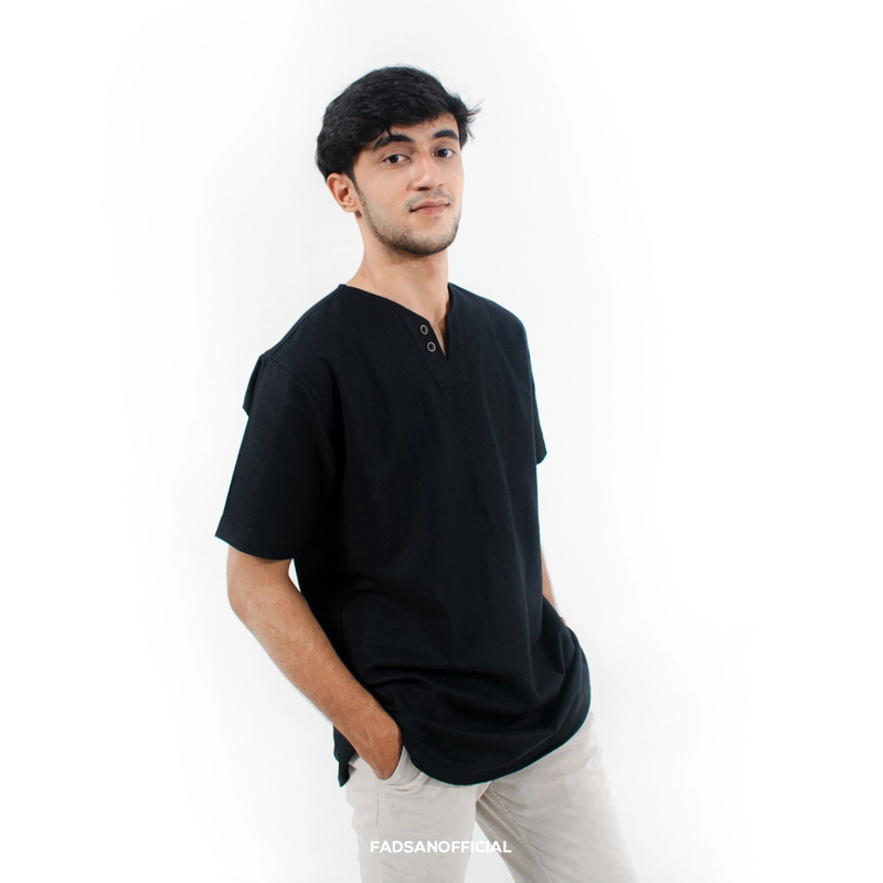 Product image FADSAN - Koko Couple Ayah dan Anak Lengan Pendek Bahan Katun Linen Warna Black - Mono Series SIZE ANAK XS MONO BLACK