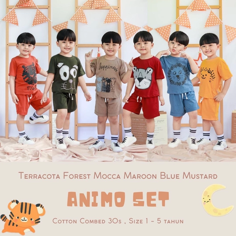 Product image Smilee - Animo Setelan Anak Unisex Kaos Katun Combed 1 Terracota