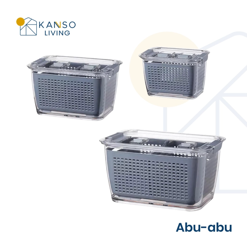Product image Kanso Living - Kanso Living 3 in 1 Kotak Penyimpanan Makanan Organizer Kulkas Storage - 1 Set Isi 3 1700 Abu-Abu