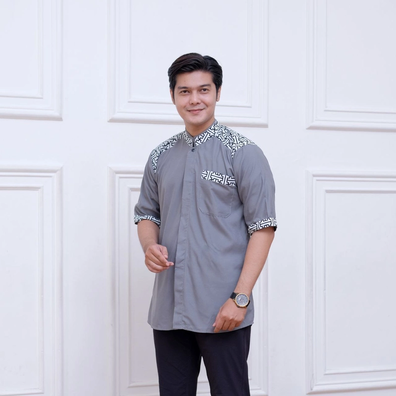 Product image Juragan Kurta - Baju Koko Pria Muslim Modern Simpel Motif suliwa M Abu