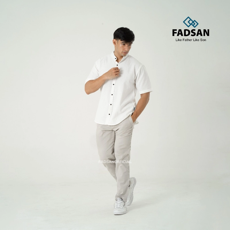 Product image FADSAN - Kemeja Ayah dan Anak Polos Lengan Pendek Warna Broken White - Tufy Series SIZE BAYI NO.1 TUFY BROKEN WHITE