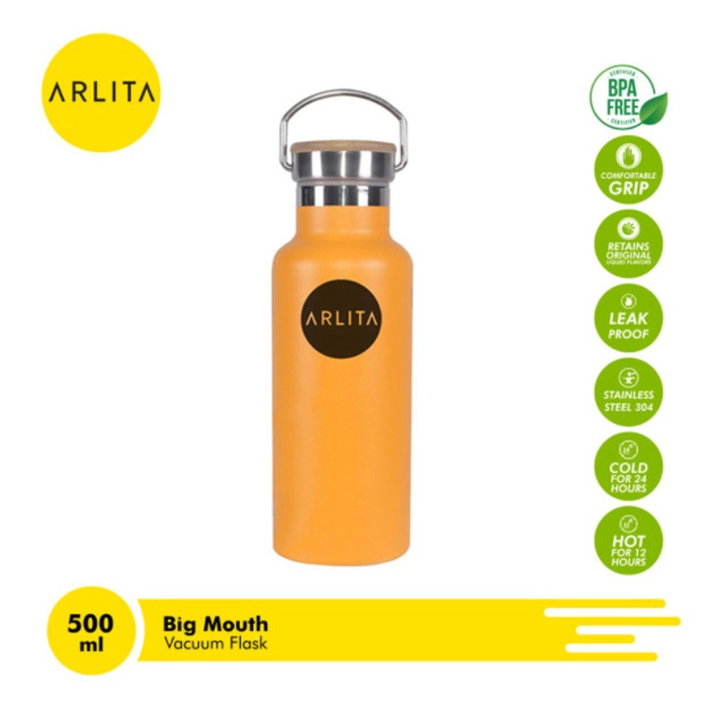 Product image UTAMAMEGA - Arlita Botol Termos VF-FJ1001 Vacuum Flask Orange Big Mouth 500 ML Ukuran 500ml