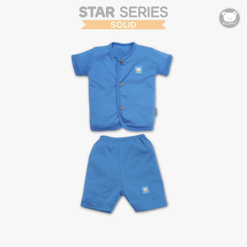 Product image FLUFFY - FLUFFY - FLUFFY Setelan Baju Pendek Pendek STAR (Isi 3Psng) SBD3S SRB SML S (3-6BLN) 5-7KG SBD3S-SRB-S