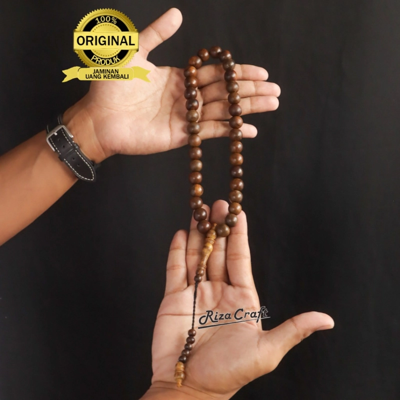 Product image Riza Craft - Tasbih Kayu Gaharu ASLI Wangi Kalimantan ukuran Besar Jumbo 12mm 33 Butir 33 Butir Gaharu