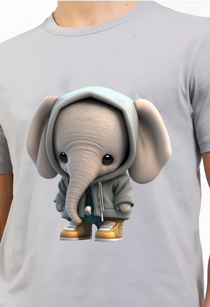 Product image astro - Kaos Pria Gambar 3Dimensi Bayi Gajah M ABU