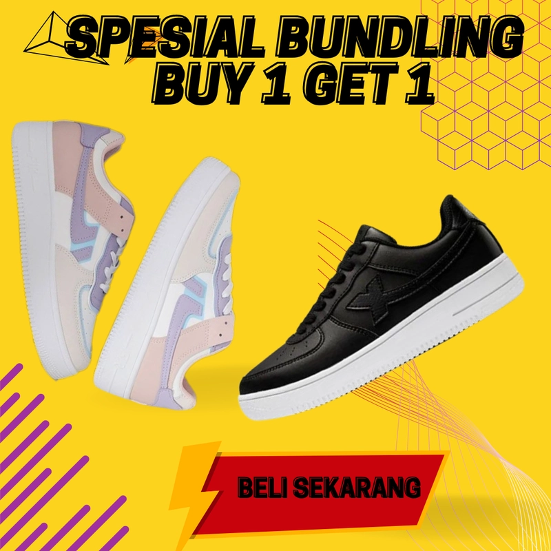 Product image LUXIA - Promo Buy 1 Get 1 Sepatu Kets Sneaker Wanita LBY-03 & LBY-05 36 HITAM & UNGU