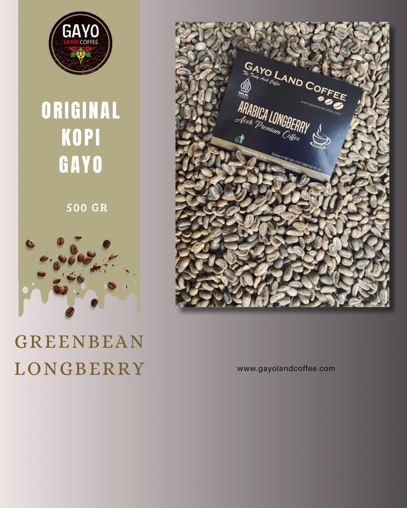 Product image Gayoland Coffee - Kopi Arabika Greenbean Longberry Aceh Gayo 500Gr Hitam