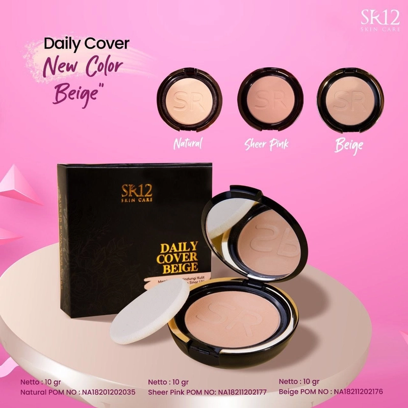 Product image Bedak Daily Cover SR12 Bedak Ringan Plus Foundation dan SPF Cocok untuk Kulit Berjerawat Bedak Padat Natural 10 gr