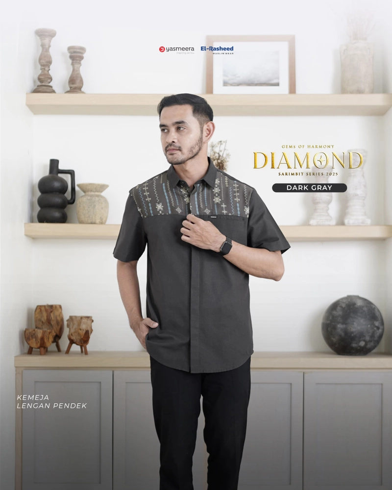 Product image Yasmeera Official - SARIMBIT 2025 DIAMOND SERIES - DARK GRAY XS KEMEJA AYAH SS