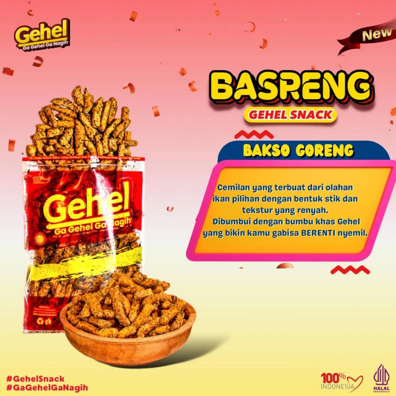 Product image Gehel Snack - Basreng 200gr - Makanan Ringan 200gr Pedas Biasa