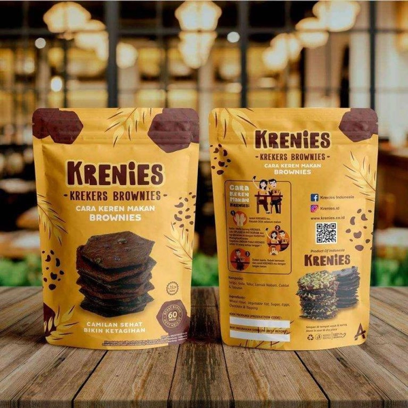Product image KRENIES - Makanan Ringan Krekers Brownies Paket 20 Pcs 360gr Peanut