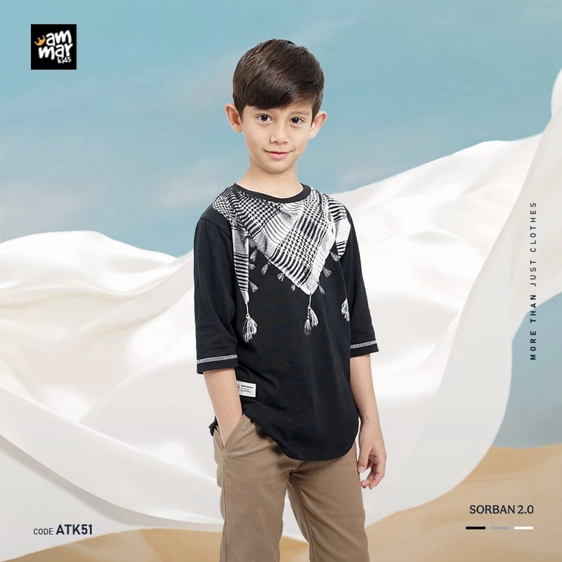 Ammar Kids - Ammarkids Tshirt Sorban Reborn S HITAM