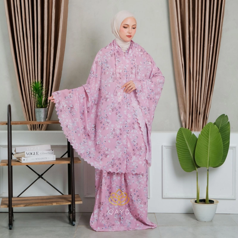 Product image qaydstoreid - Mukena 2in1 Parasut Dahlia Korea Motif Premium parasut melati Pink
