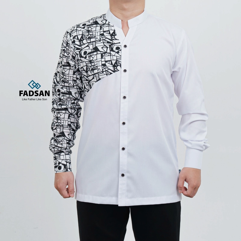 Product image FADSAN - Baju Koko Motif Batik Lengan Panjang Ayah Anak Warna White - Anantara Series SIZE ANAK S ANANTARA WHITE