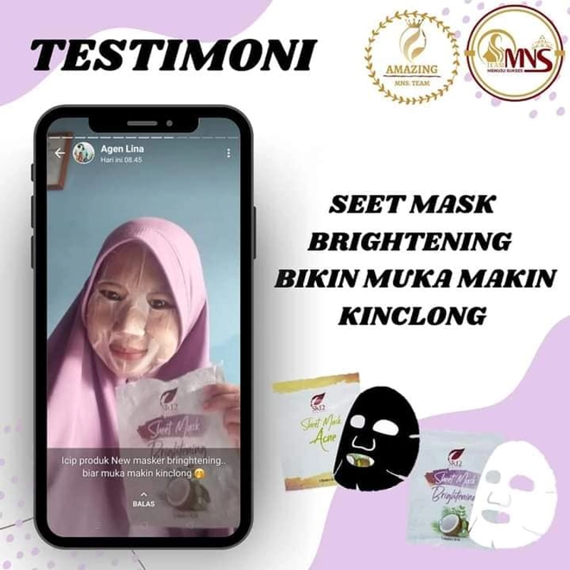 Product image Sheet Mask Brightening SR12 Masker Topeng Masker Mencerahkan Wajah Melembabkan Kulit 5 Sheets Brightening