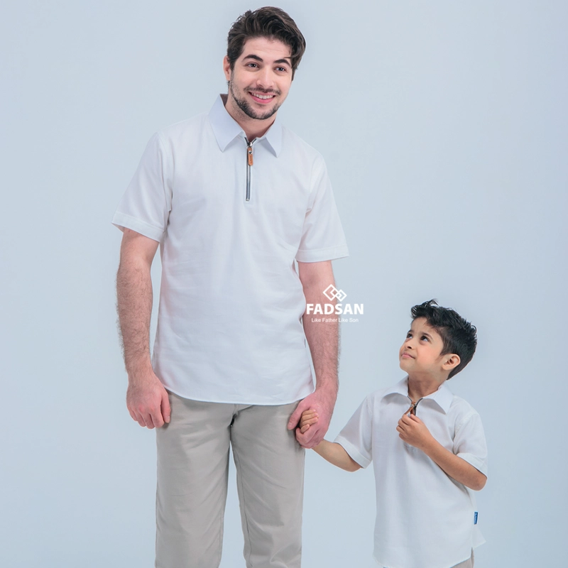 Product image FADSAN - Baju Couple Ayah dan Anak Bergaya Casual Warna Broken White - Khan Series SIZE ANAK XS KHAN BROKEN WHITE