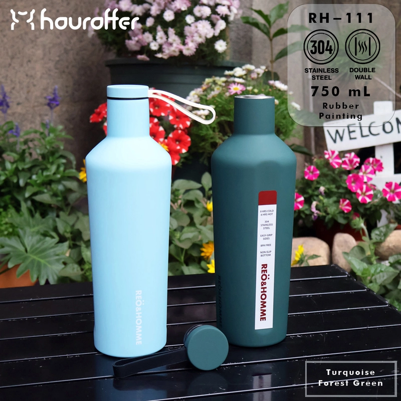 Product image Reo&Homme Botol Minum Stainless Steel RH-111 Rubber Printing Vacum Flask 750 ML Tahan Panas & Dingin 750 Turquoise