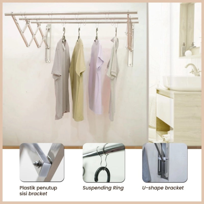 Product image Liveo - Jemuran dinding ONEPRO OP-A5150 5000 silver
