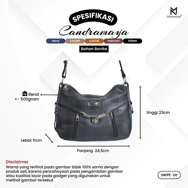 Product image Fashopid - Moonzaya Tas Selempang Wanita Candramaya All Hitam