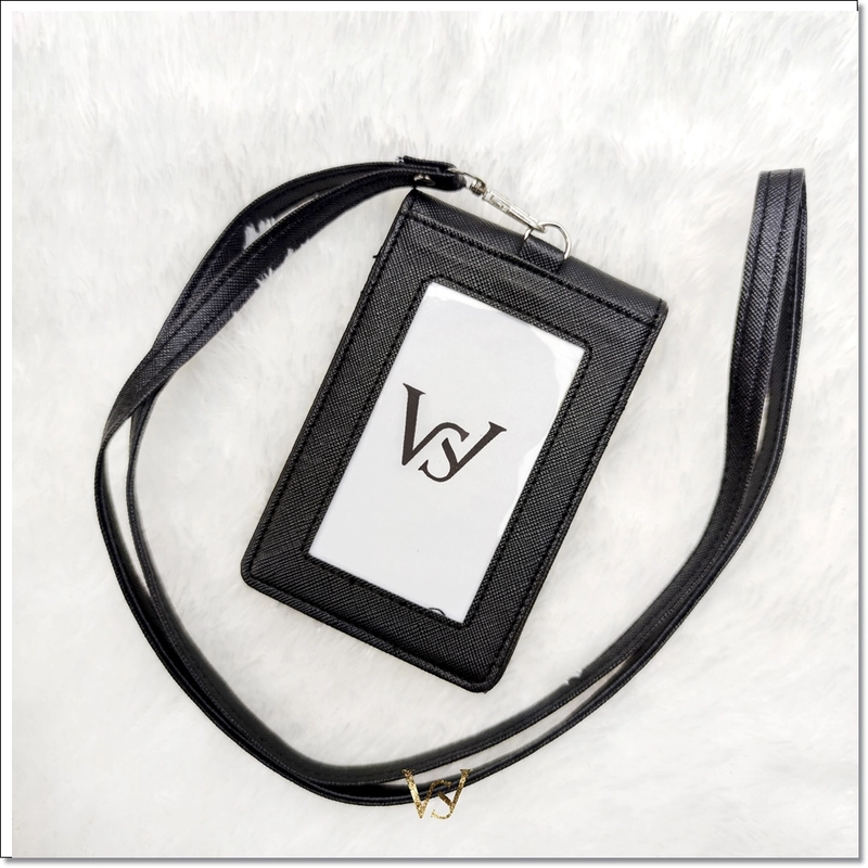 Product image Lanc Fashion - Dompet Kartu Flip ID Card Holder Bigger Plus Lanyard Full Leather Slim NEW WARNA HITAM