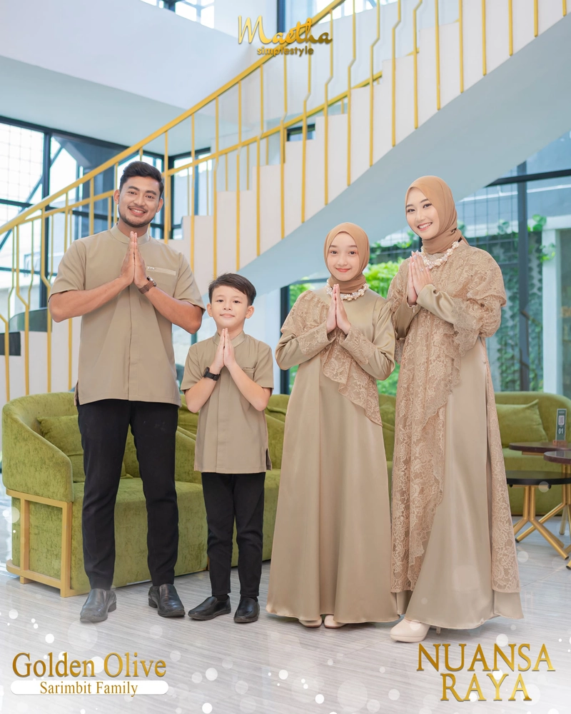 Product image Maetha - Sarimbit Keluarga Lebaran / Gamis Koko Couple / Nuansa Raya Series Golden Olive XS / X8S Koko Anak