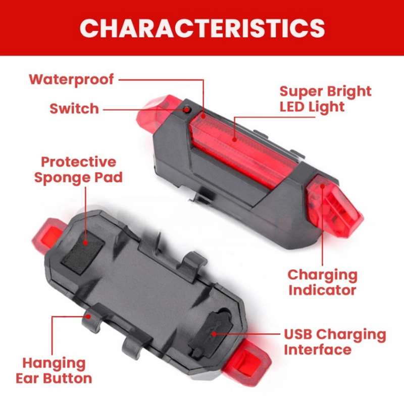 Product image KAMJE Lampu LED Belakang Sepeda USB Rechargeable Waterproof Anti Air Safety Riding Malam Hari all variant Putih