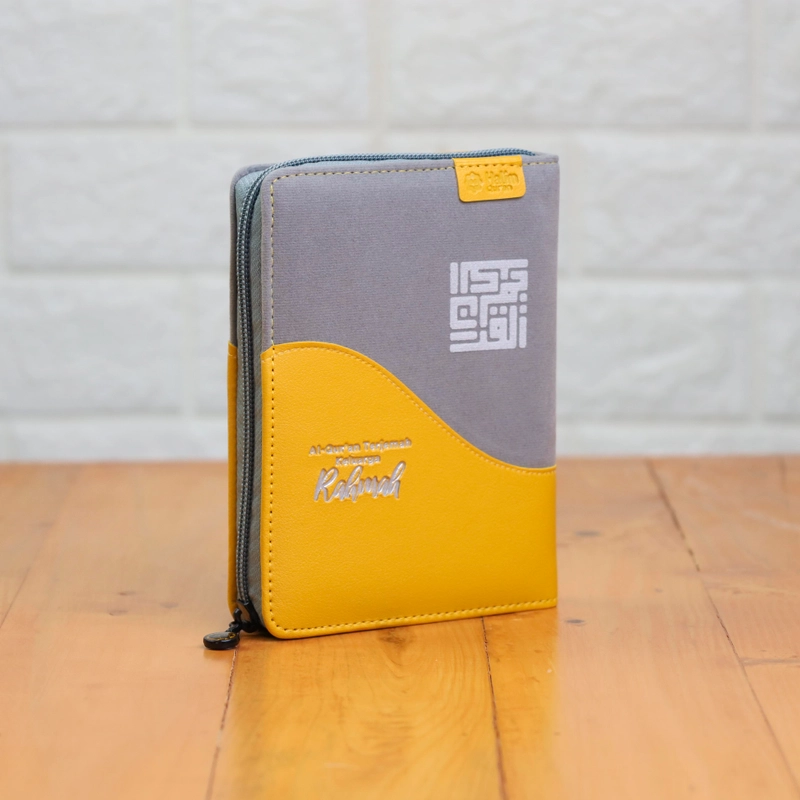 Product image Halim Quran - AL-QURAN RAHMAH TERJEMAH EDISI KELUARGA AL-QURAN RESLETING YANG UNIK DAN CANTIK A6 Abu - Kuning