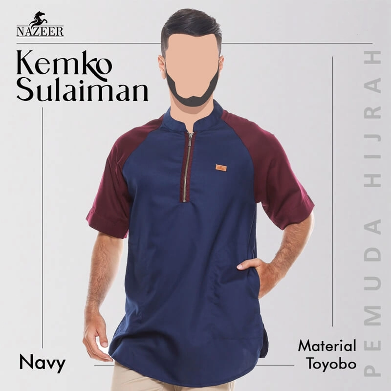 Product image Nazeer - Kemeja Koko Pria Kemko Sulaiman M Navy