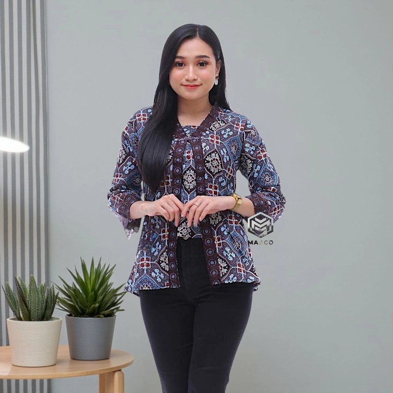 Product image MARCO - Baju Batik Wanita Modern Kantoran Monalisa Genes Asli Pekalongan M Kby Keramik
