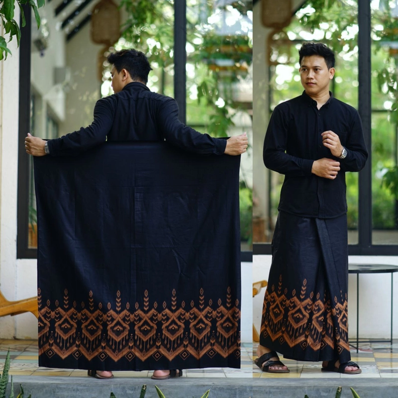 Product image Batik Alfin - Sarung batik pria dewasa motif fardan bagus banget Sarung Hitam