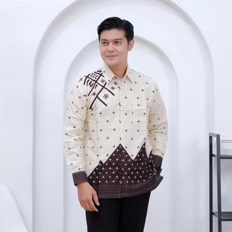 Product image Kois Batik - Batik pria dan wanita terbaru motif piramida mahogany M Kemeja
