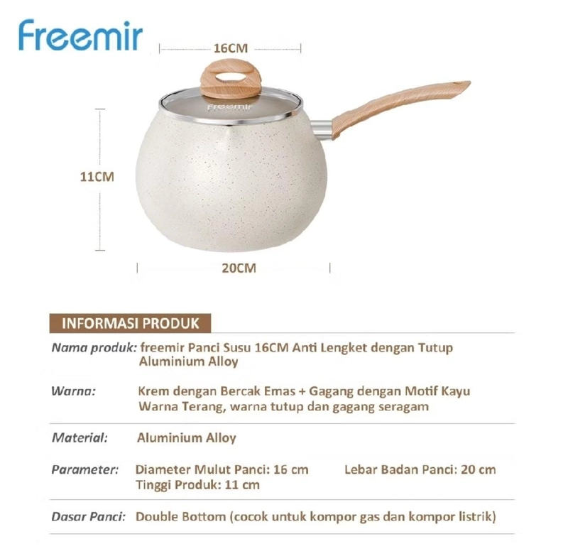 Product image Rizki Electronics - FREEMIR GRANITE PANCI GEMOY 20CM PLUS WAJAN 20CM paket bundling beige