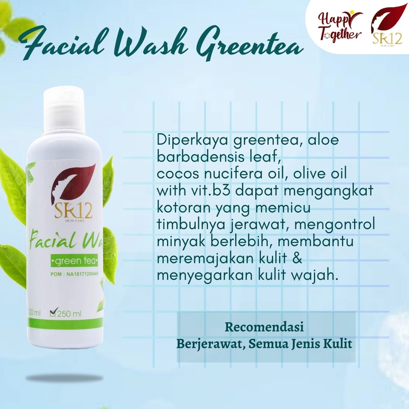 Product image SR12 Facial Wash Greentea Mengatasi Kulit Berminyak Berjerawat 100 ml Facial Greentea Putih