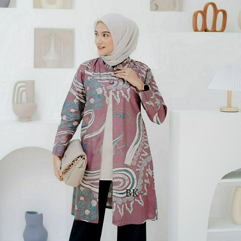 Product image Kois Batik - Atasan Batik Wanita Dewasa Tunik Santai Bisa Resmi Juga Bisa Terbaru Motif Abstrak M Tunik abstrak 01