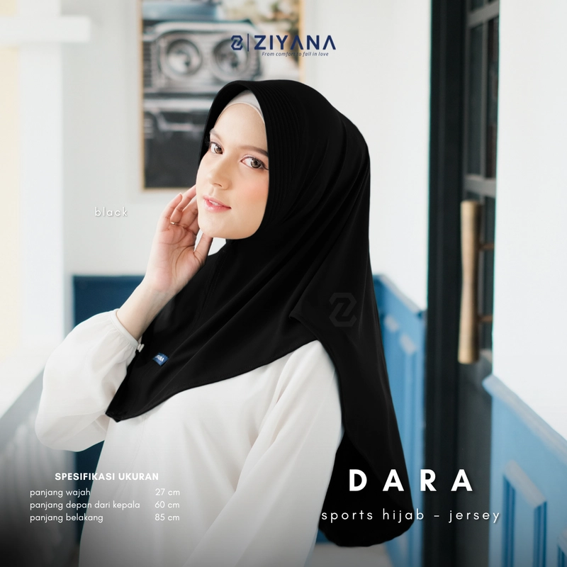 Product image Ziyana Hijab - Kerudung Sport Jersey Jilbab Instan Jersey Dara All Size Black