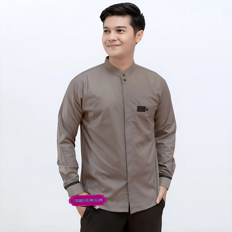 Product image Kois Batik - Baju muslim dewasa lengan panjang bagus simpel keren Xl Coklat muda