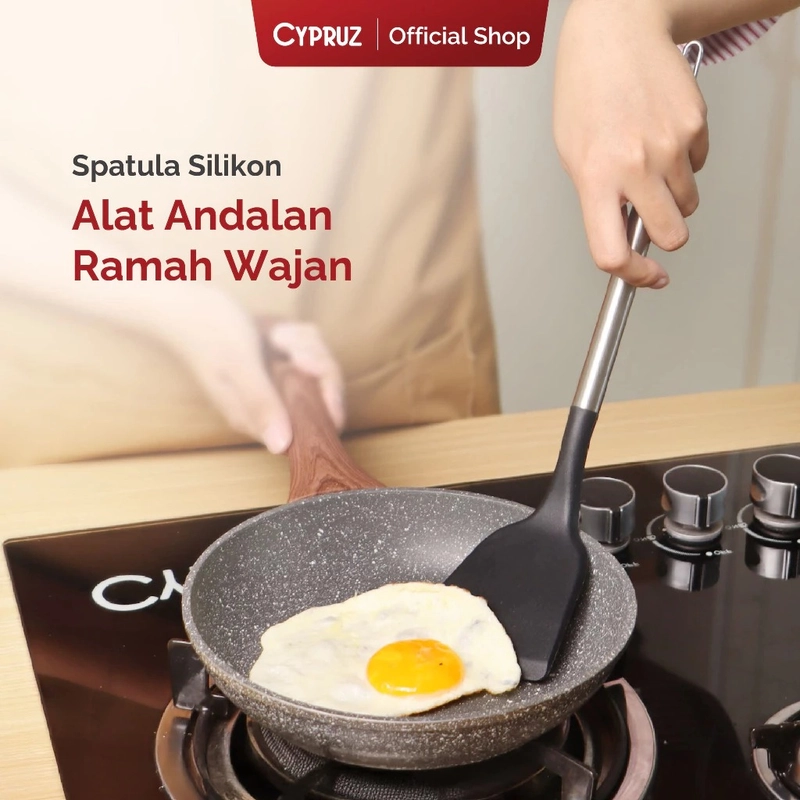 Product image Cypruz Official - Cypruz Silicone Utensil Series Gagang Stainless Slotted Turner AM-1071 S HITAM