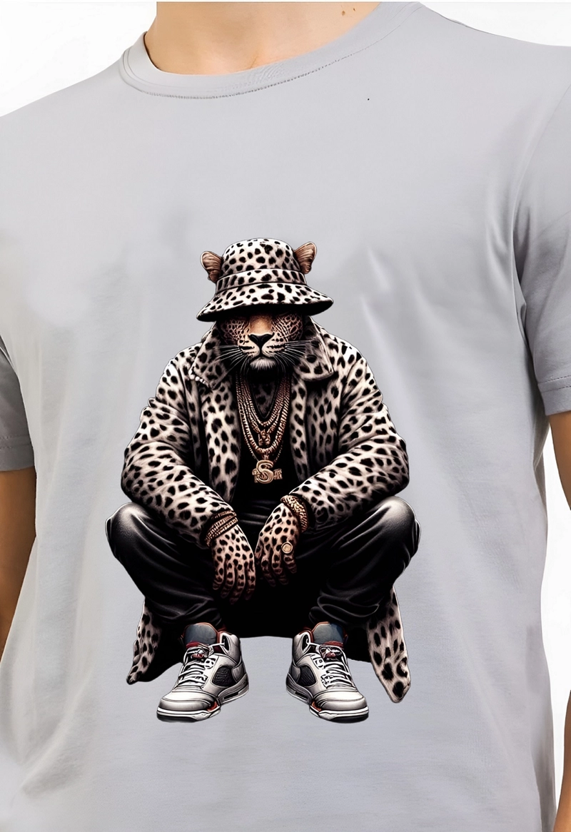 Product image astro - Kaos Pria Gambar 3Dimensi Manusia Leopard M ABU