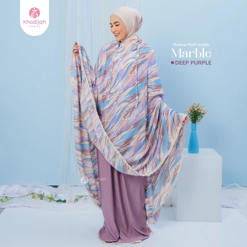 Product image Mukena Jumbo Marble 2 in 1 KhadijahLabel Super Jumbo Deep Purple
