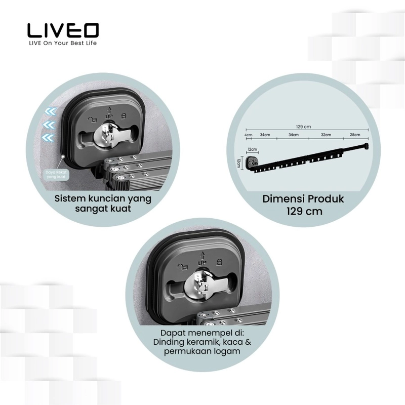 Product image Liveo - JEMURAN STICKY CLOTHES HANGER LV-309 1050 abu abu