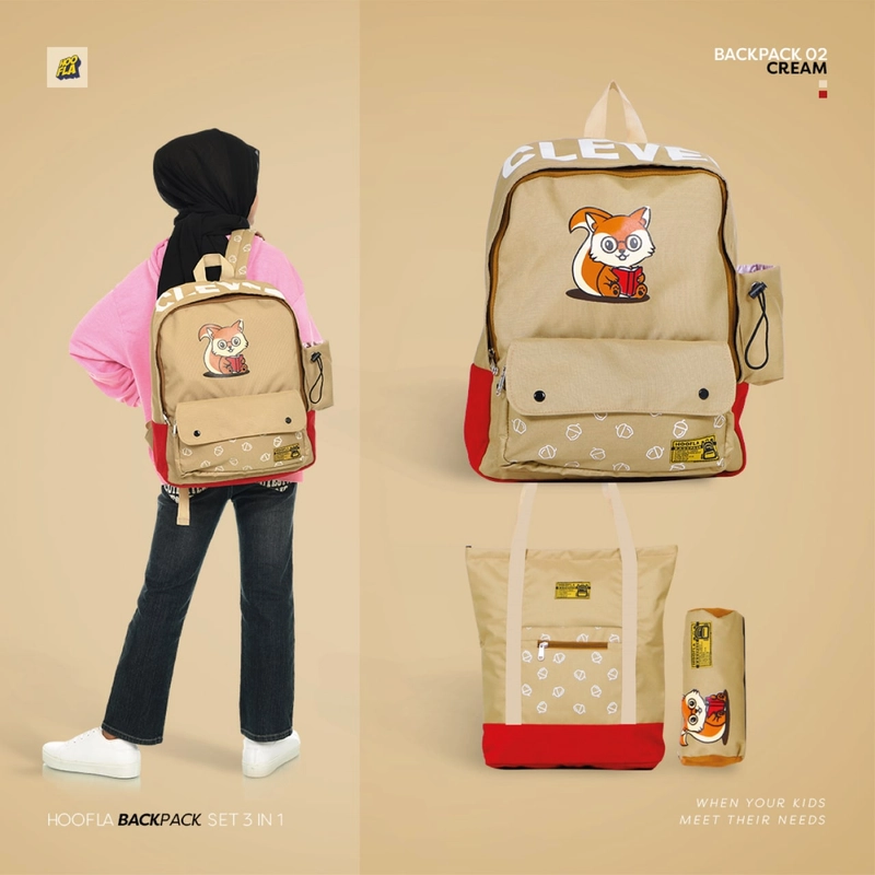 Product image HOOFLA BACKPACK SET 3 in 1 all size Cream