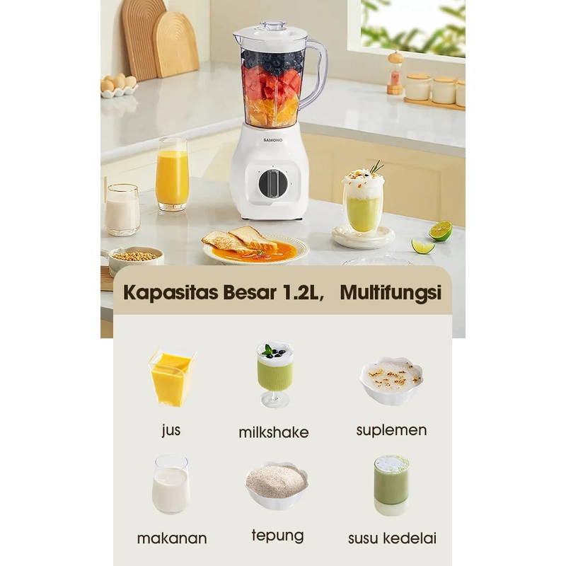 Product image UTAMAMEGA - Blender Jus dan Bumbu Serbaguna Samono SW-BL350A 1koma2L 350w Low Watt Warna Random