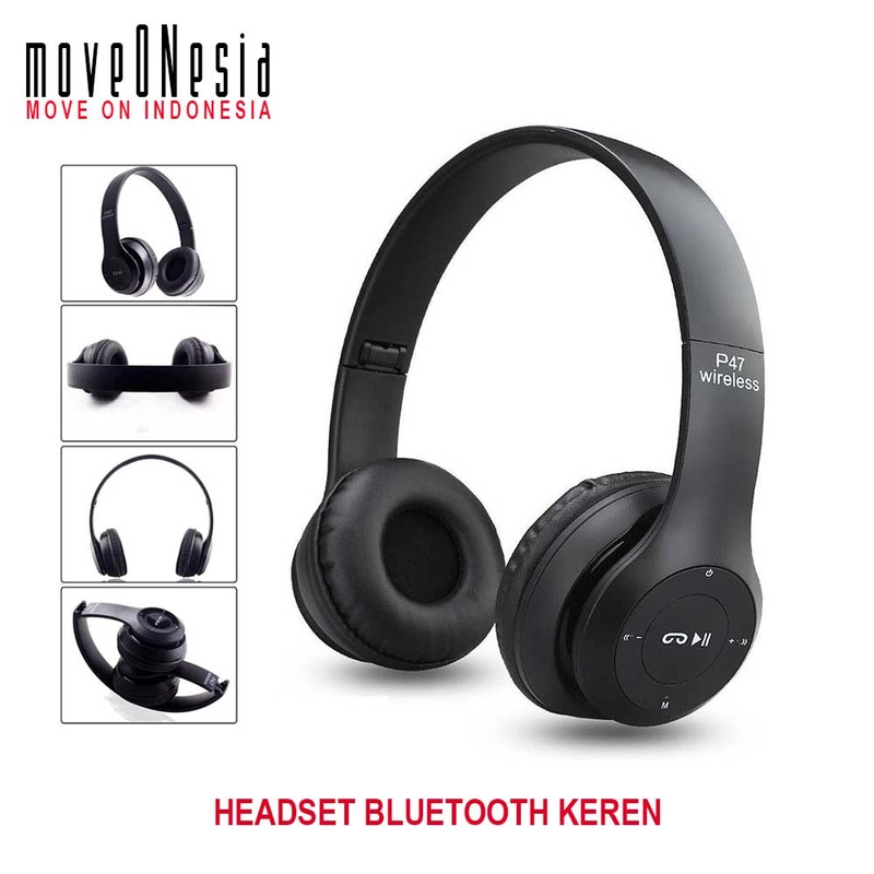 Product image Moveonesia - Headset Bluetooth Keren HEADSET KEREN HITAM