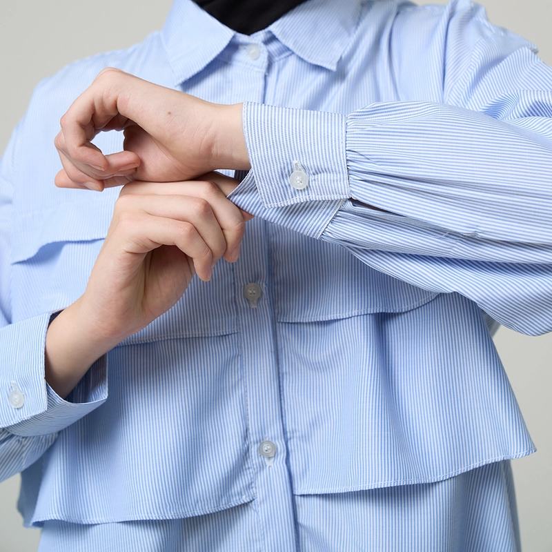 Product image Lusianasae - Serene Blouse Tunik Ruffle strip Hijab Oversize Trendy allsize ALLSIZE BABY BLUE