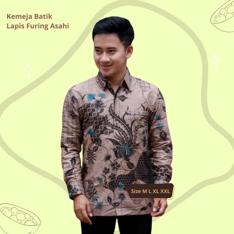 Product image Batik Kemeja Berlapis Furing KBF01 Kemeja Batik Lengan Panjang Bahan Katun ORI Berlapis Furing Asahi Size M A