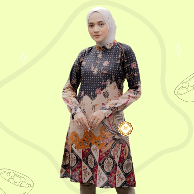 Product image Rambe Batik Indonesia - Batik Couple Alesyah Terbaru dan Modern - Bisa Beli Pisah Hitaam Lasem Kemeja Saja Size M Alesyah Motif B