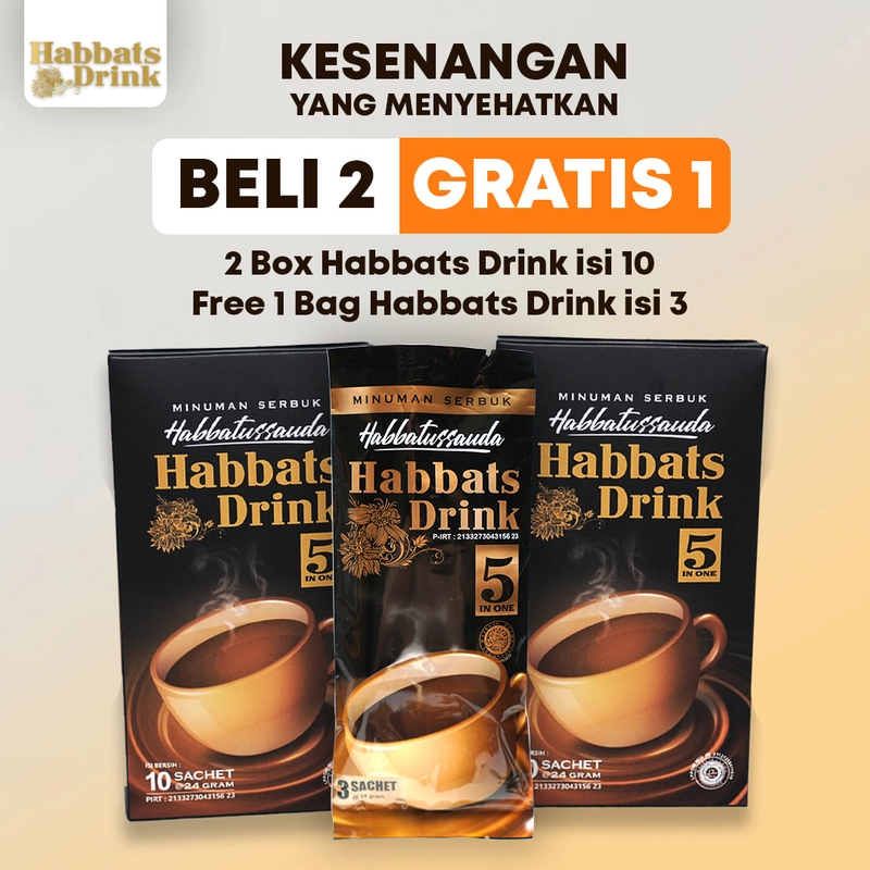 Product image BELI 2 GRATIS 1 (Beli 2 Box Habbats Drink Isi 10 Free 1 Bag Habbats Drink isi 3) 680 g Manis