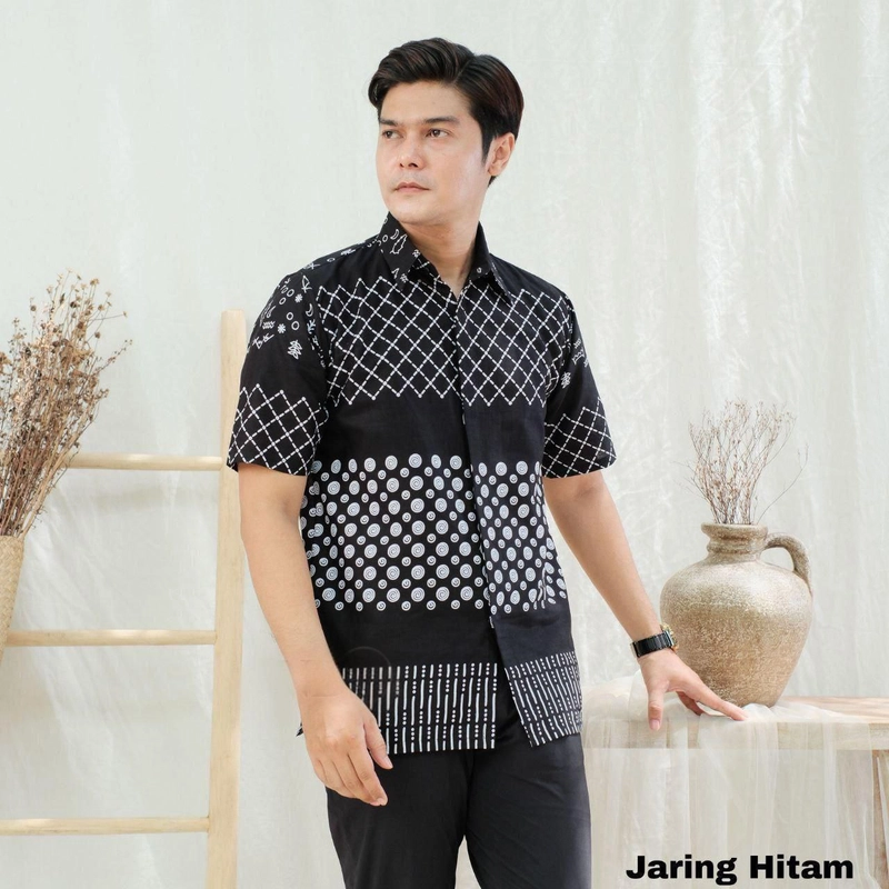 Product image Kois Batik - Kemeja Batik Lengan pendek baru motif jaring M Jaring navy