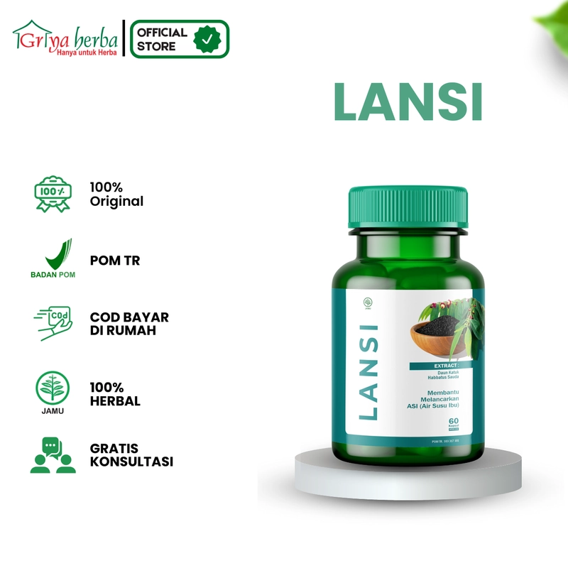 Product image Griya Herba - Lansi Obat Herbal Membantu Melancarkan ASI Booster Halal BPOM 60 Kapsul Original