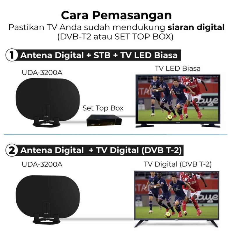 Product image UTAMAMEGA - Antena TV Digital Indoor DVB T2 Booster PX UDA3200A Type UDA3200A